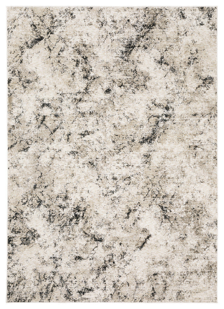 Noble Distressed Abstract Ivory/ Grey Indoor Area Rug, Ivory, 3'3"x5'