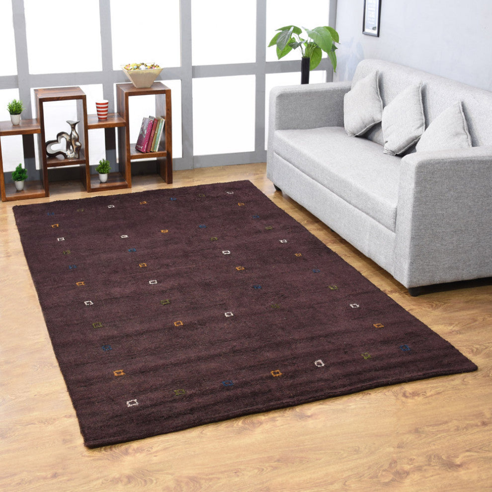 HAND KNOTTED LOOM SILK ECO-FRIENDLY AREA RUG-8'x10',Rectangle,Brown,Contemporary