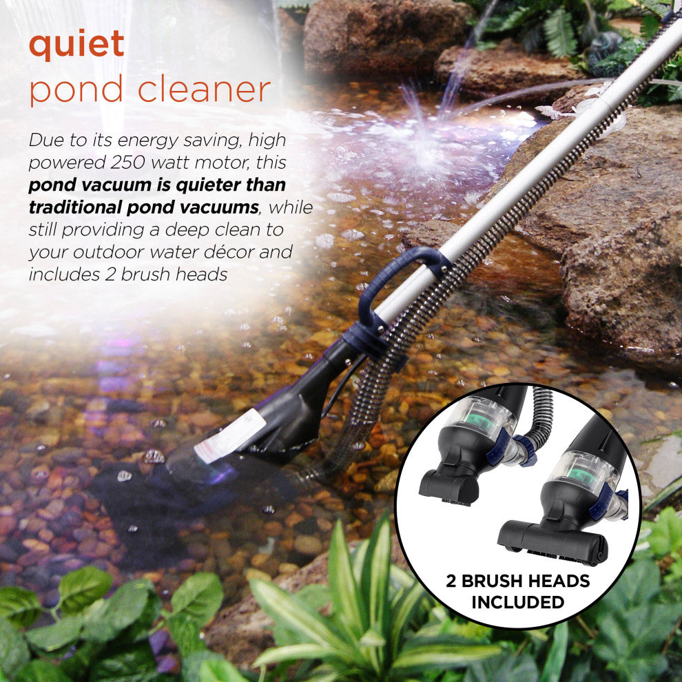 Traditional Pond Vacuum with Adjustable Telescopic Handle and 2 Brush Heads