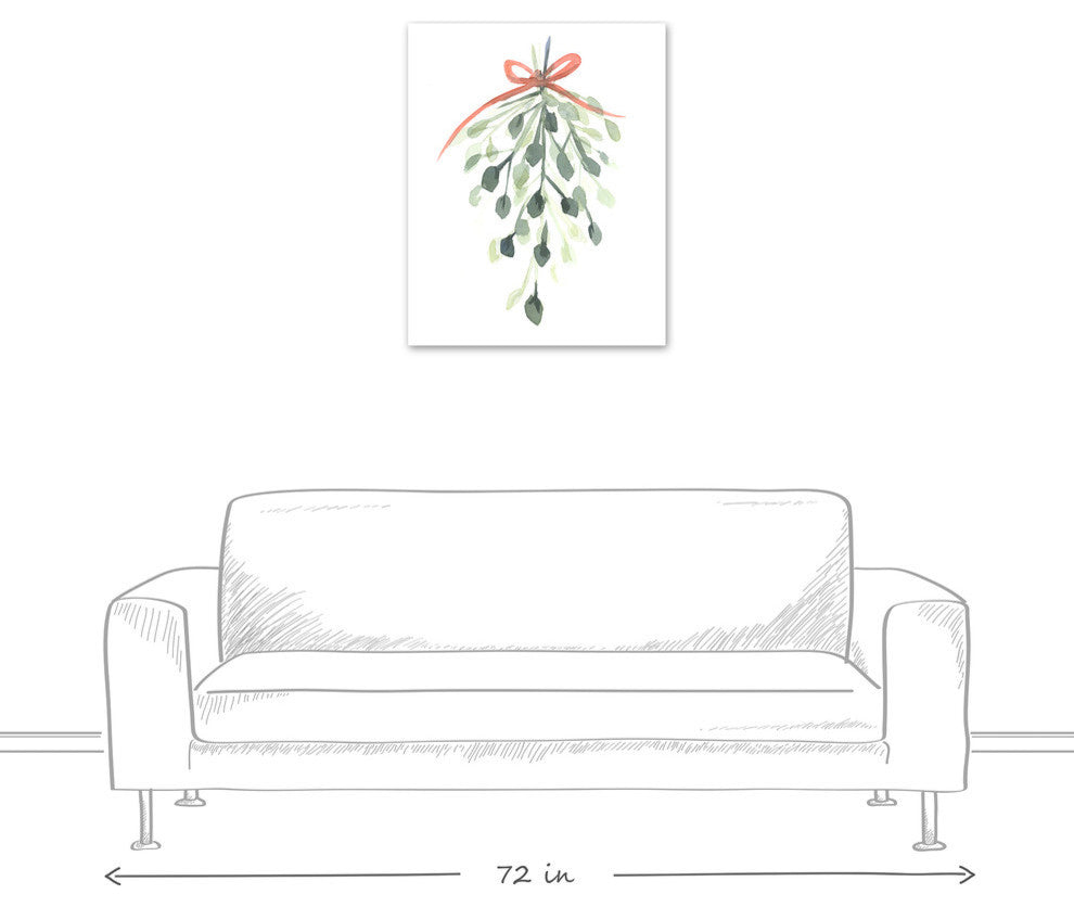 Watercolor Mistletoe Canvas Wall Art, Unframed, 24"x30"