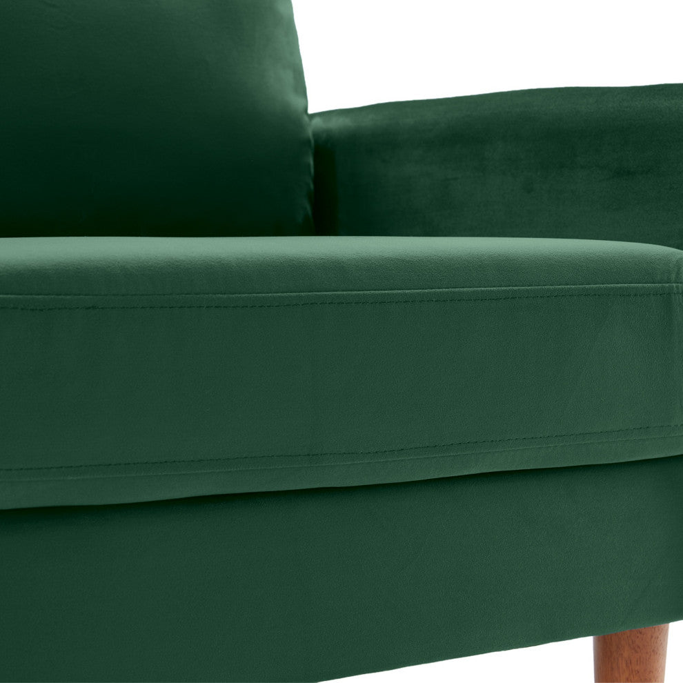 Green Contemporary Velvet Sofa With Side Pockets