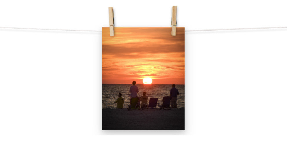 Summer Spectators Coastal Sunset Landscape Photo Wall Art Print - Decor, 8" X 10"