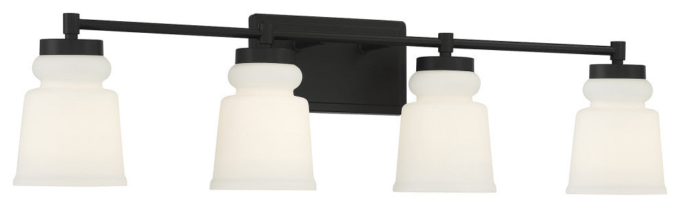 4-Light Bathroom Vanity Light, Matte Black