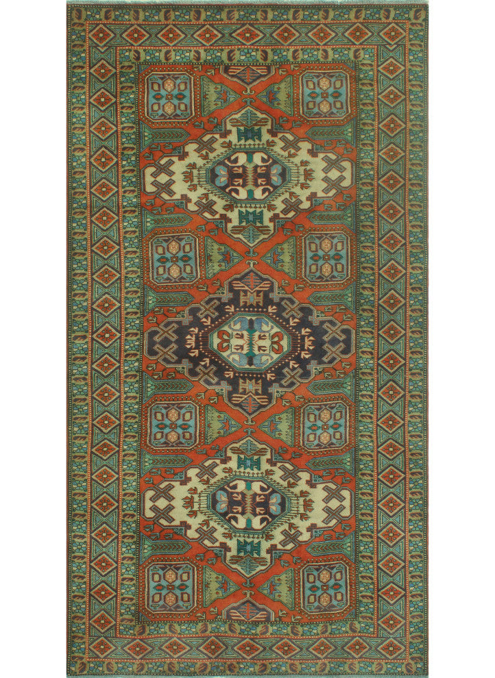 Fine Vintage Distressed Doriana Rust/Navy Runner, 5'4x10'2