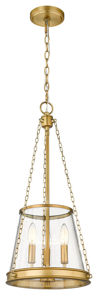 Z-LITE 341P12-RB 3 Light Pendant, Rubbed Brass