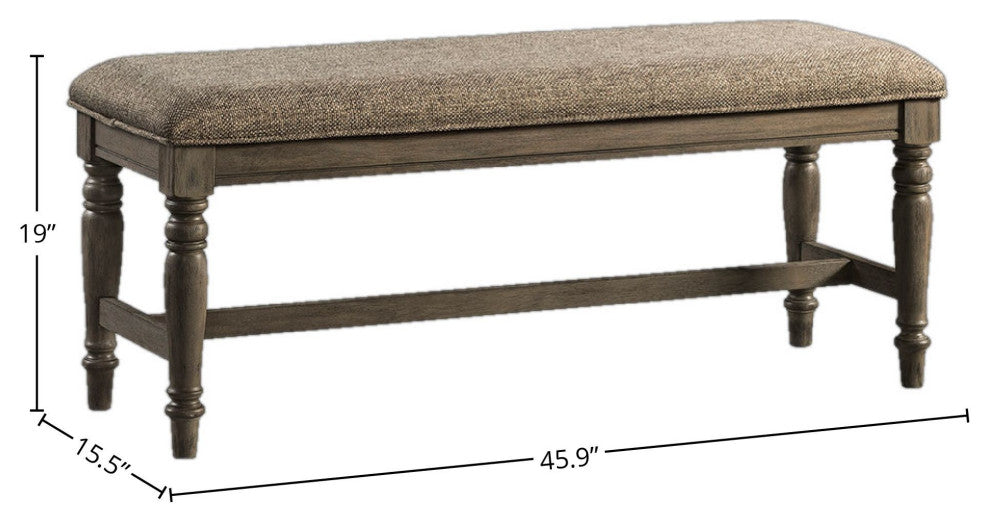 Balboa Park 46" Wide Backless Bench With Cushion, Roasted Oak