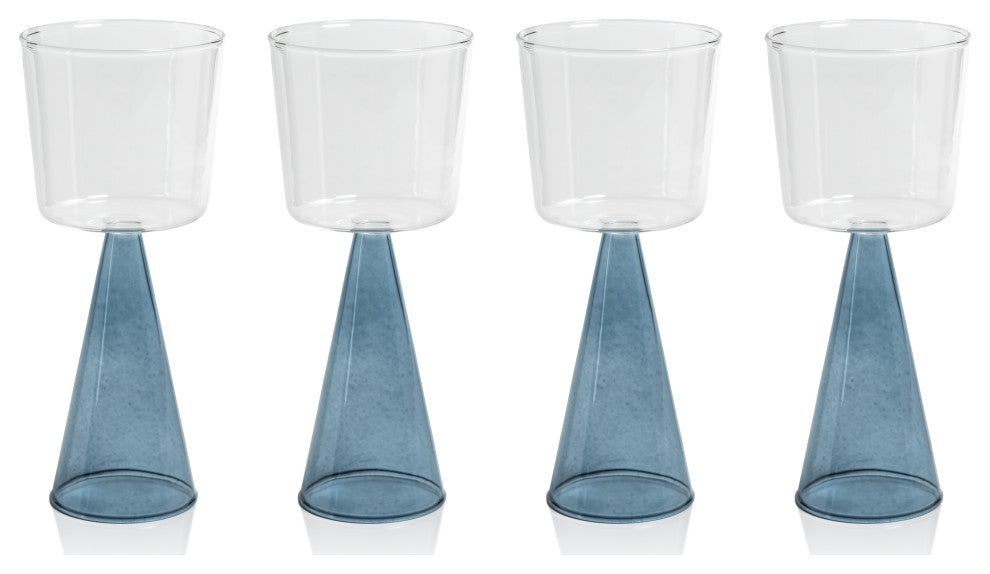 Viterbo Wine White Wine Glasses, Set of 4, Blue