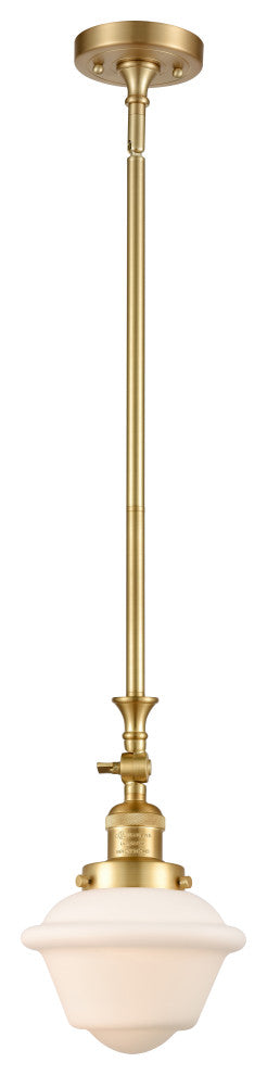 Small Oxford 1 Light Mini Pendant, Satin Gold, Matte White
