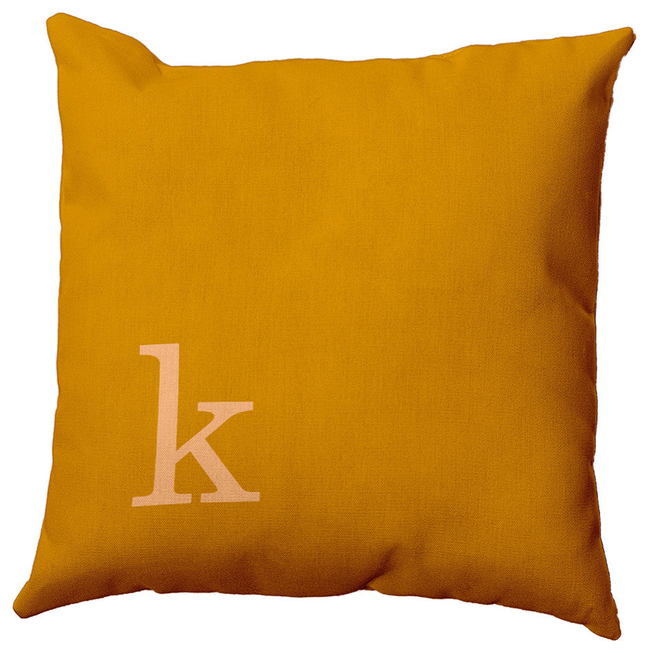 20"x20" Modern Monogram Decorative Throw Pillow, Autumn Gold