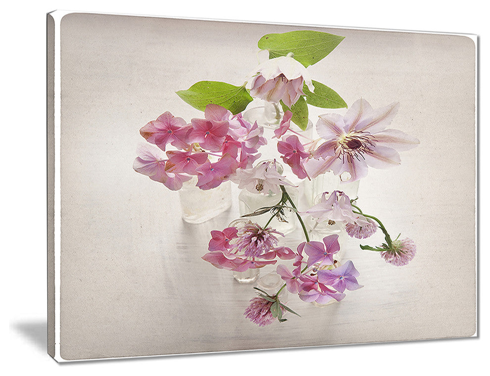 "Vintage Pink Flowers" Canvas Print, 20"x12"