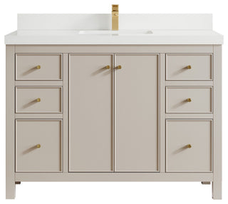 Chicago 48" Single Sink Bathroom Vanity, Fine Grain 2" White Quartz
