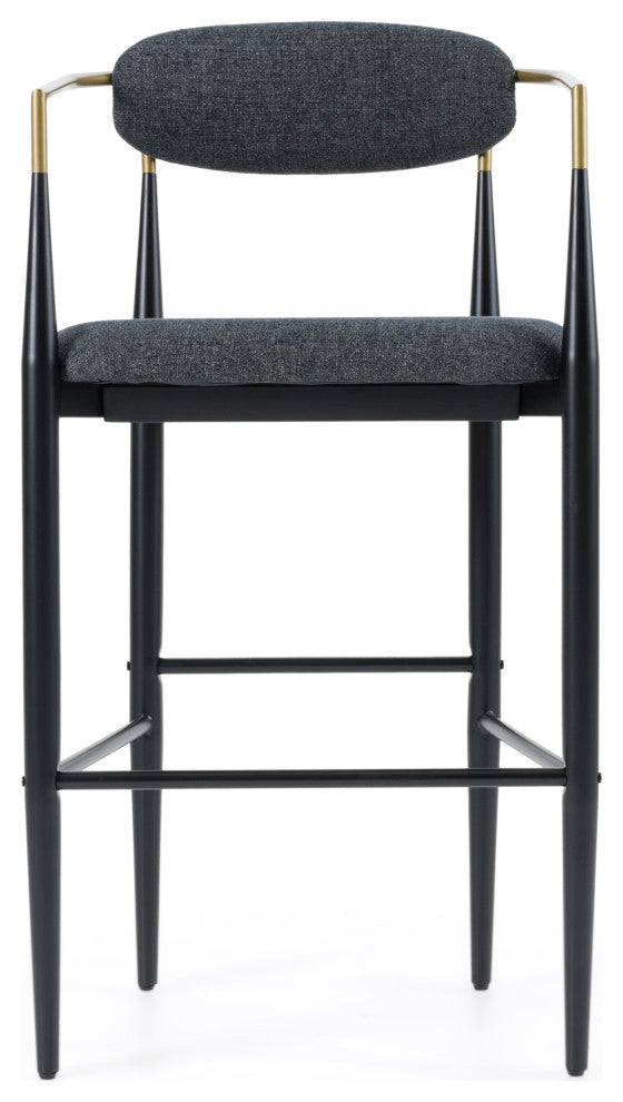 Modrest Buchtel Mid-Century Dark Grey, Gold Arm, Black Bar Chair