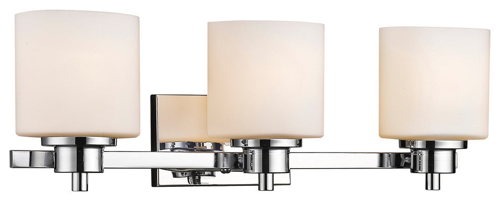 Chloe Lighting 3 Light Chrome Finish Bath Vanity Wall Fixture White Alabaste