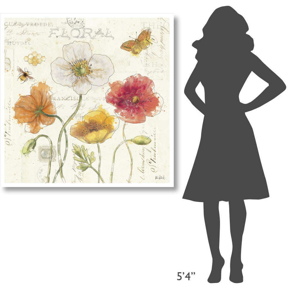 "Painted Poppies III" Digital Paper Print by Katie Pertiet, 42"x42"