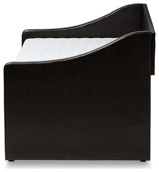Abby Fabric Upholstered Daybed With Trundle Bed, Black