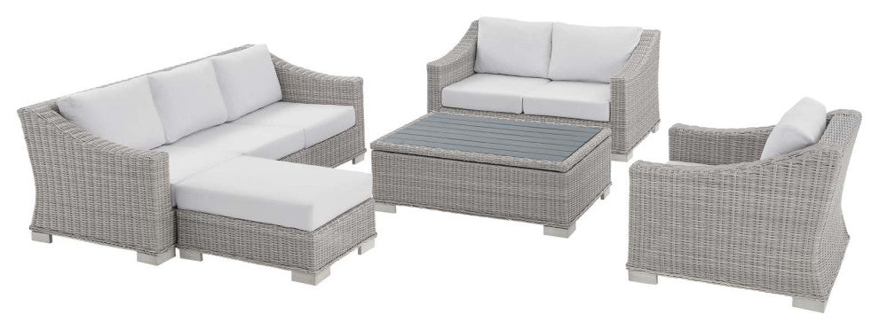 Conway Sunbrella Outdoor Patio Wicker Rattan 5-Piece Furniture Set