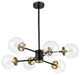 Modern 6-Light Sputnik Chandelier With Glass Globe Shades, Clear Glass Shades