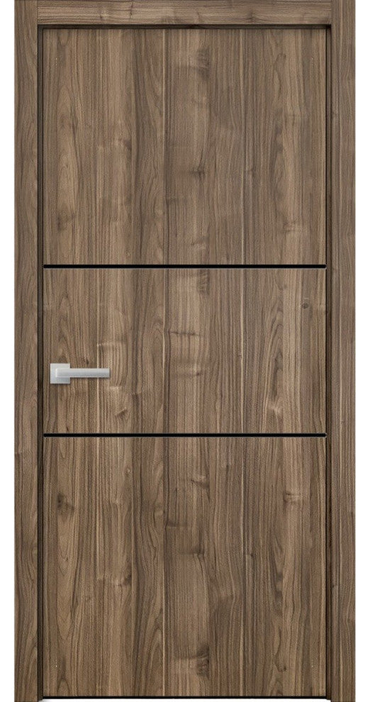 Solid French Door 32 x 80 | Planum 0014 Walnut with| Bathroom