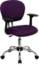 Mid-Back Purple Mesh Swivel Task Chair with Chrome Base and Arms