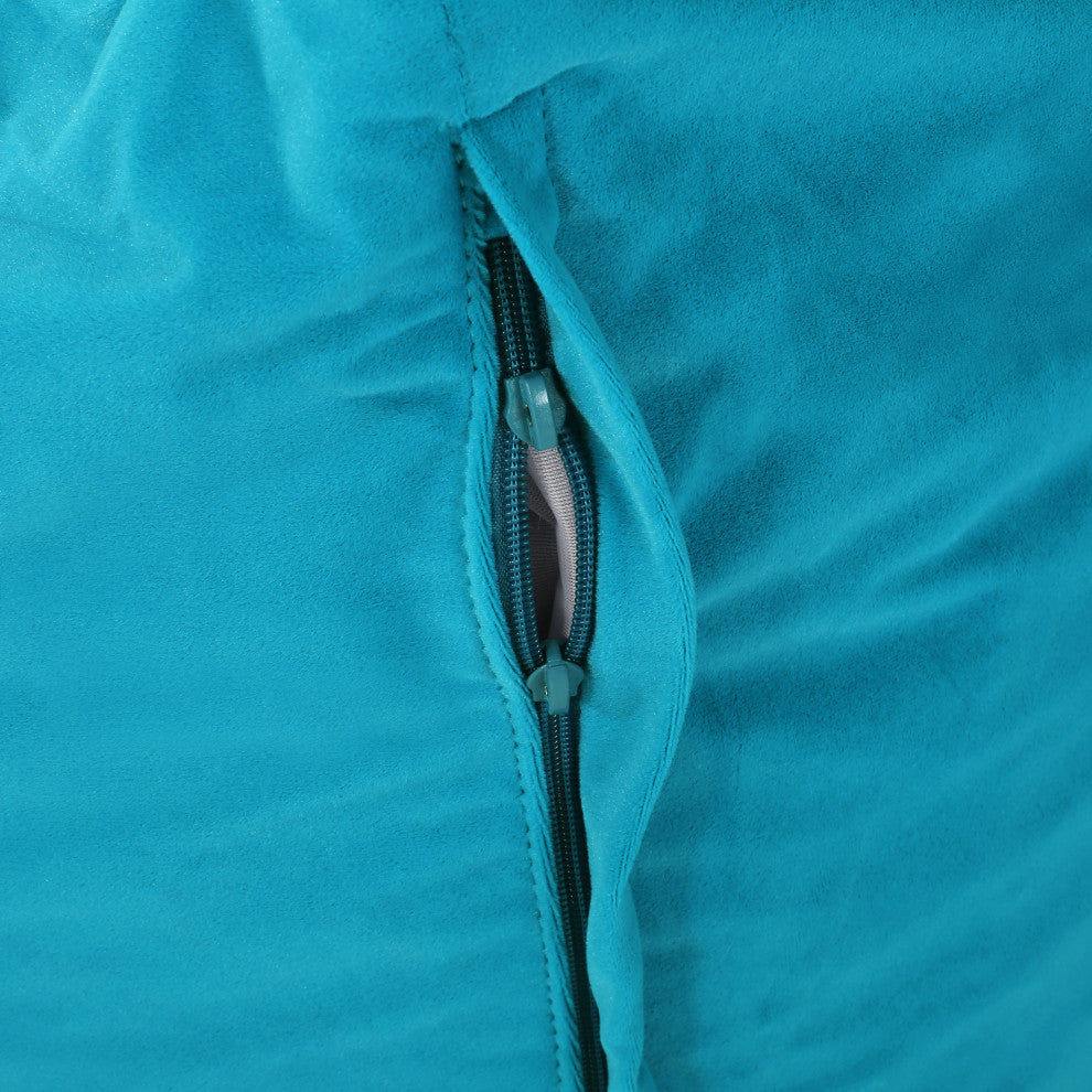 Caraway Modern Velvet Bean Bag Chair, Teal