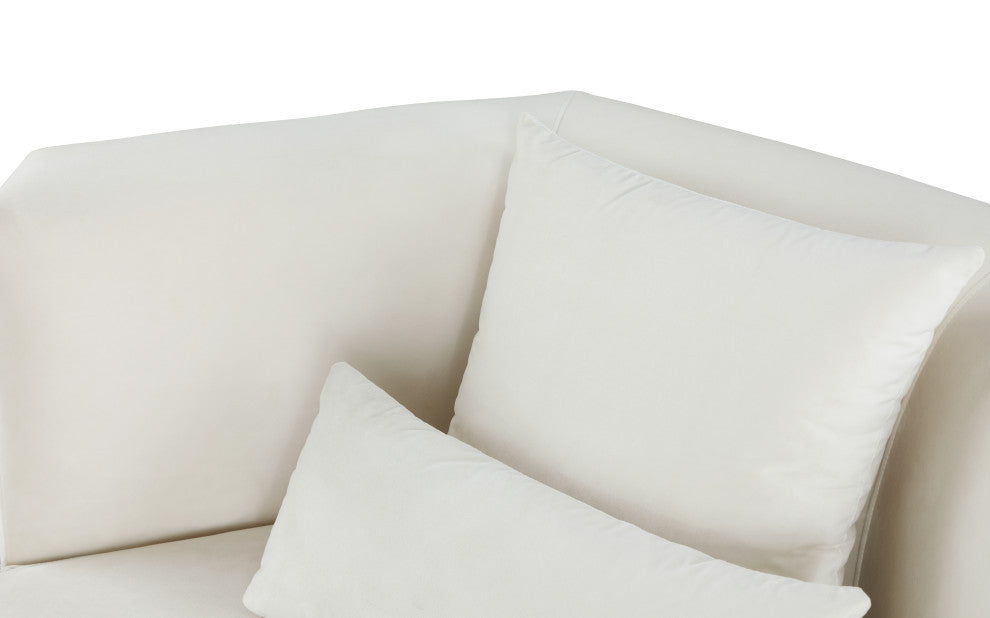 Marquis Velvet Upholstered Set, Cream, Sofa