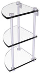 Three Tier Corner Glass Shelf, Satin Chrome