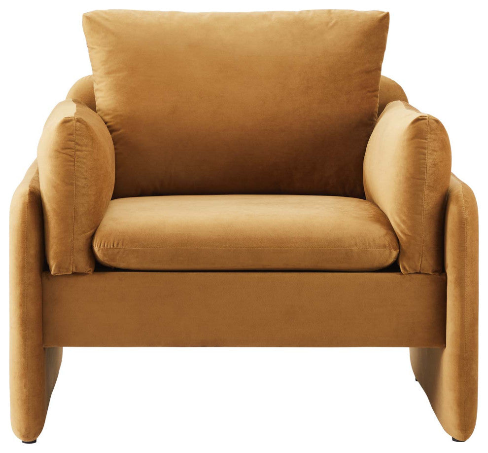 Armchair Accent Chair, Velvet, Brown, Modern, Living Lounge Hotel Hospitality