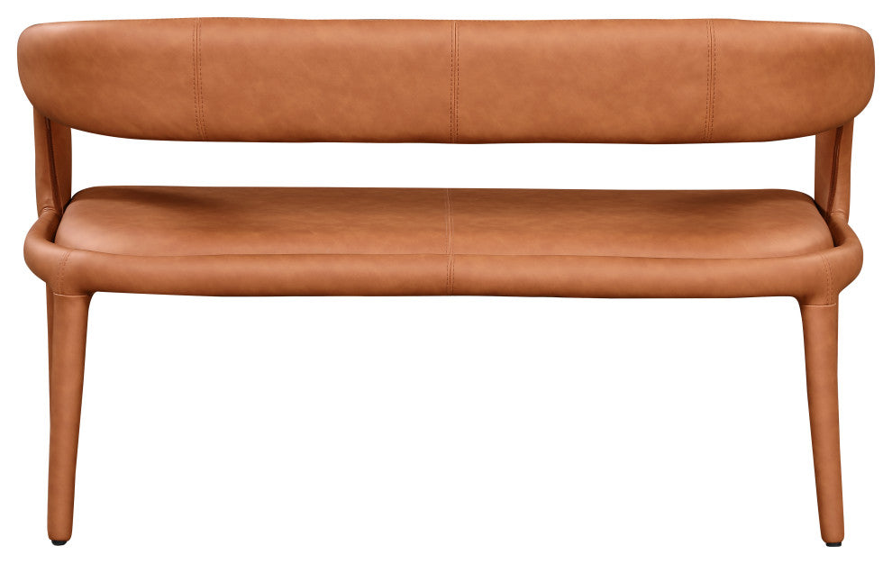 Sylvester Faux Leather Bench, Cognac