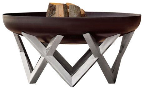 Modern Vingis Fire Combination Rusting and Stainless Steel, 24.8"