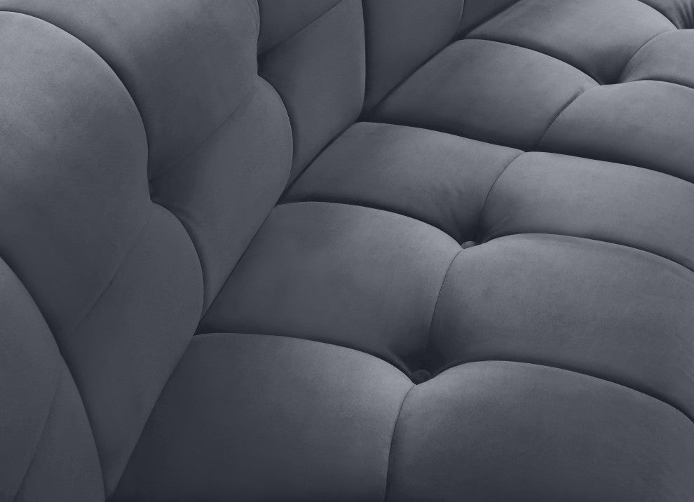 Limitless Velvet Upholstered 1-Piece Modular Chair, Gray