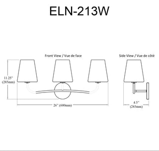 Eleanor Contemporary 3 Light Matte Black Clear Metal Vanity