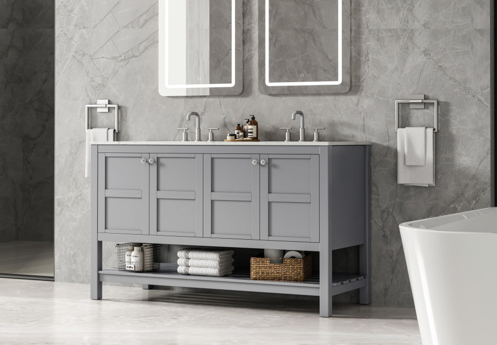 Home Living 54" Double Bathroom Vanity, Grey