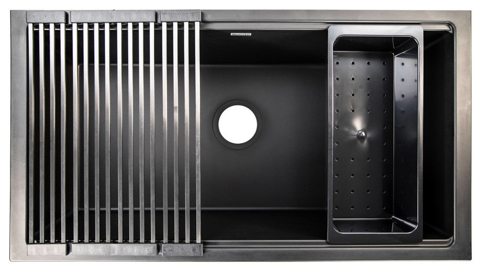 Nantucket Sinks Undermount Workstation Granite Composite, Nano Black