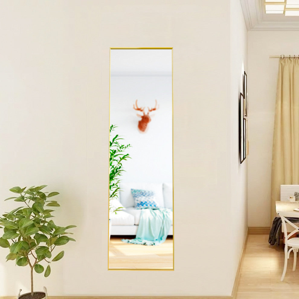 15.7x59" Rectangular Framed Wall Mounted Full Length Mirror, Gold