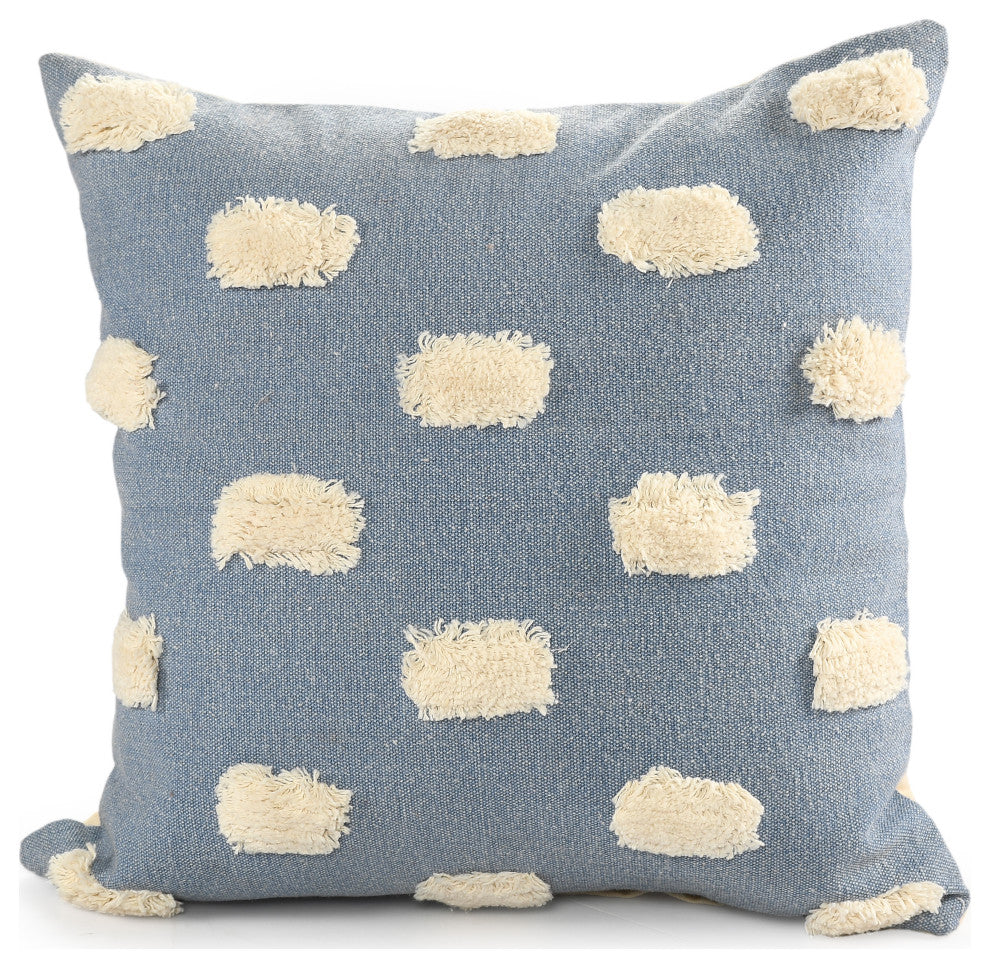 Pom Pom Palace Glam Throw Pillow, Denim Blue, 20" X 20"