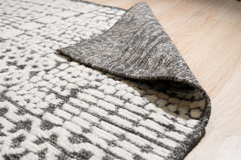 Ivory Contemporary Geometric Transitional High-Low Area Rug