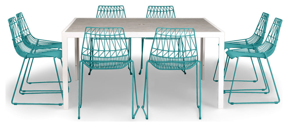 Ace 9 Piece Square Dining Set, Matte Teal
