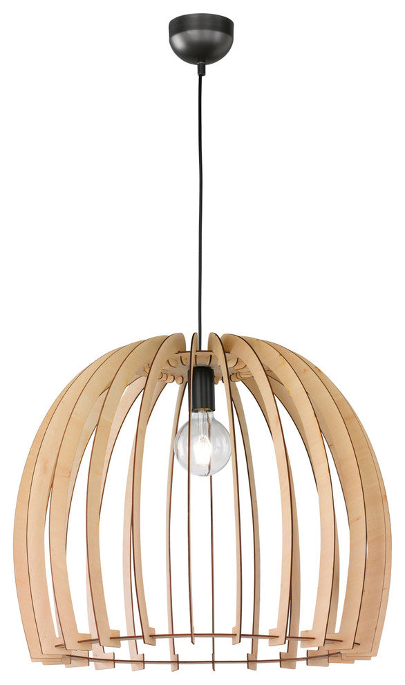 Wood Pendant, Wood, 24" Dome