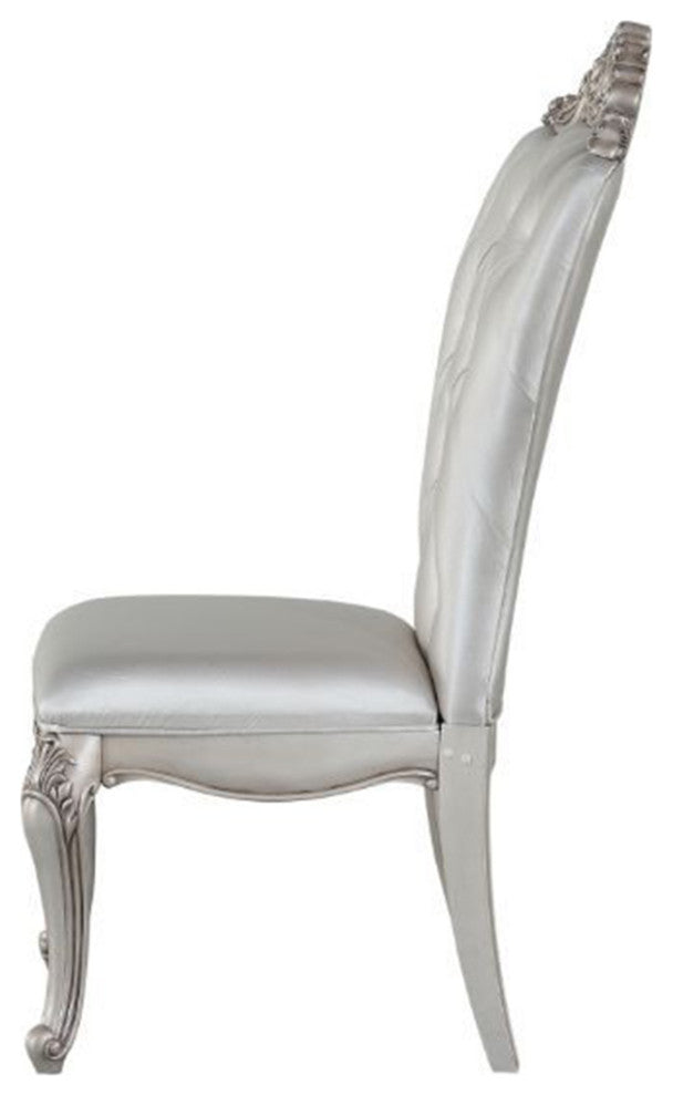 Set of 2 Upholstered Side Chair, Cream/Antique White Finish