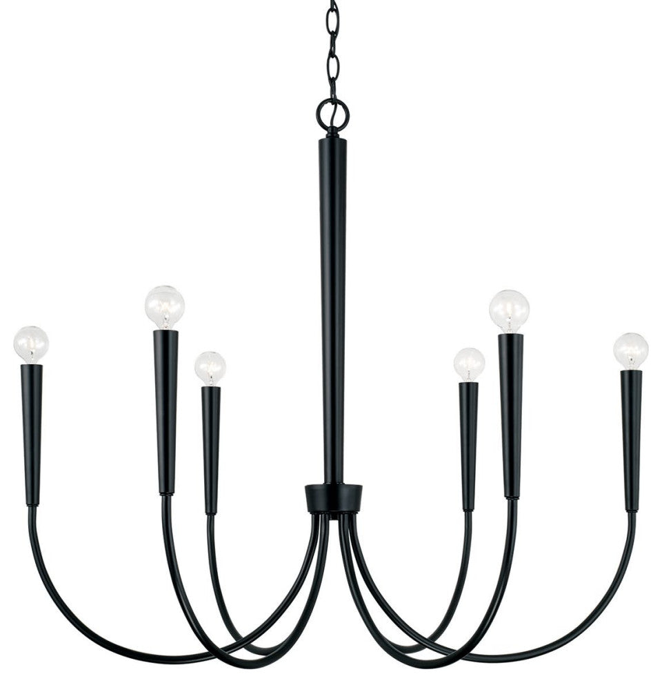 Capital Lighting 445961 Holden 6 Light 33"W Taper Candle - Matte Black