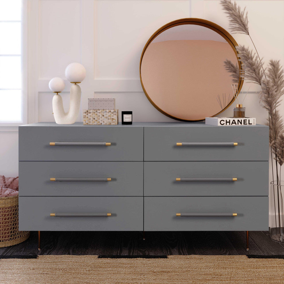 Trident 6 Drawer Dresser, Gray