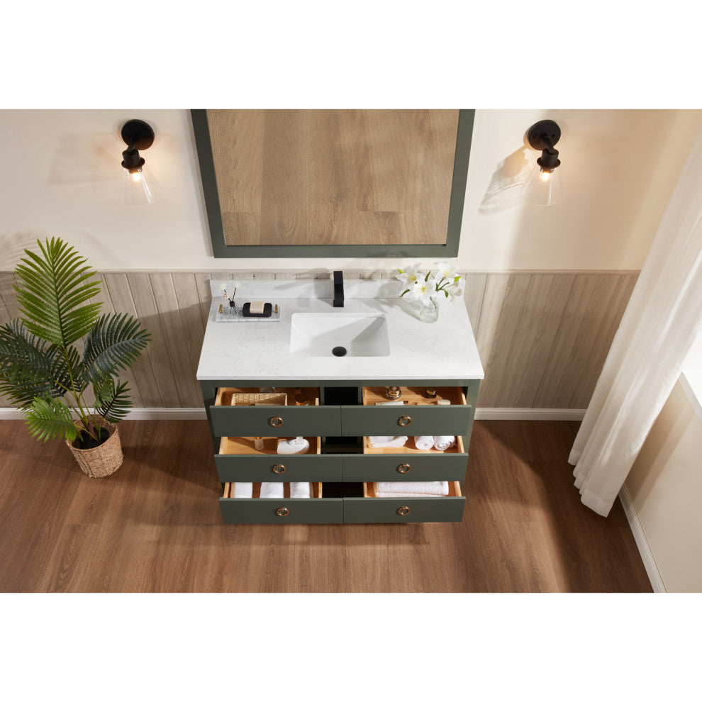 Legion Furniture WS2518 Series Bathroom Sink Vanity, Pewter Green, 48", Artificial Stone Top, Single Sink