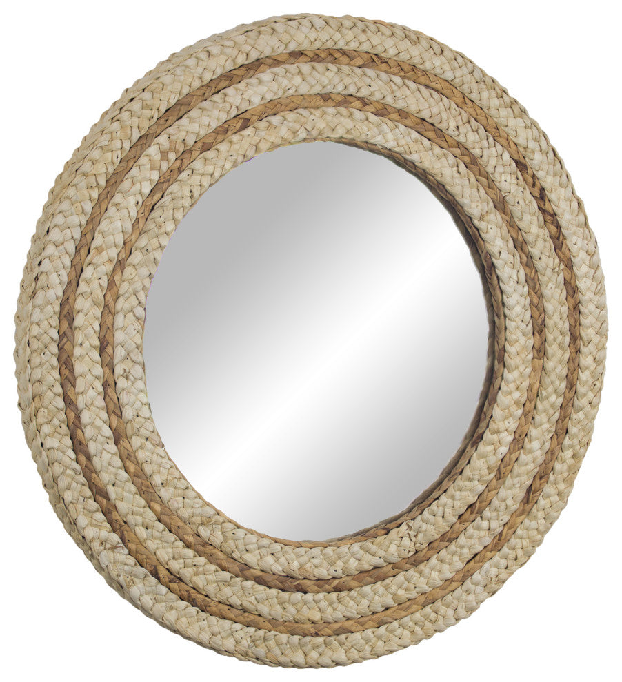 American Art Decor Woven Rattan Accent Mirror 21", Brown