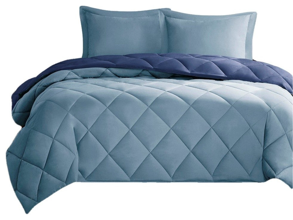 Madison Park Microfiber Solid Comforter Mini Set, Navy, Twin/Twin Xl