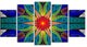 Budding Fractal Colorful Flower, Abstract Canvas Art Print, 60"x32", 5 Panels
