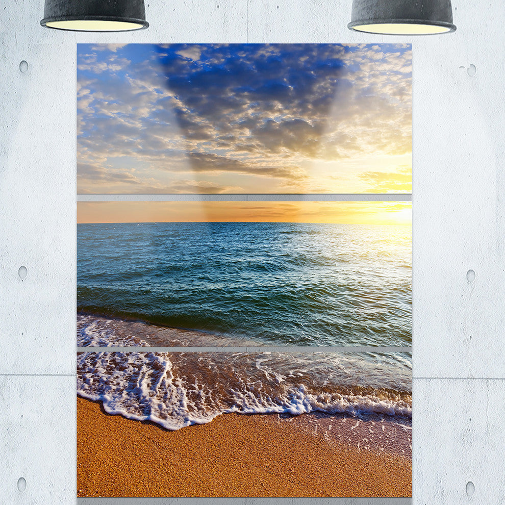 "Layers of Colors on Sunrise Beach" Metal Wall Art, 3 Panels, 28"x36"