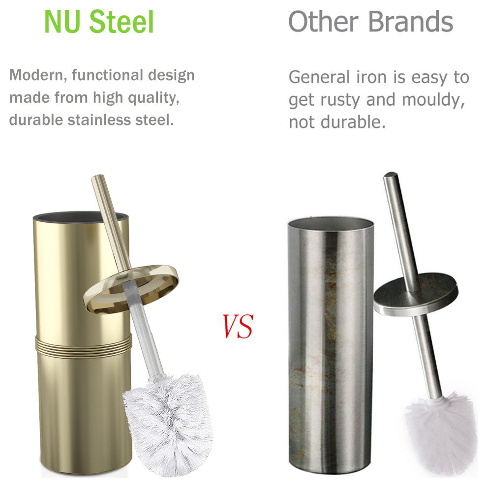 nu steel Round Shape Stainless Steel Toilet Brush Holder