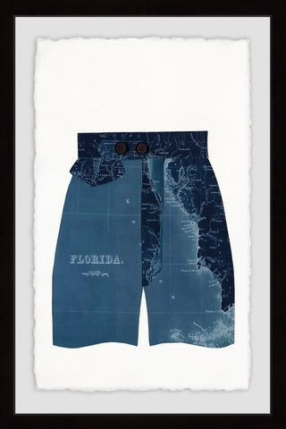 "Navy Shorts" Framed Painting Print, 8"x12"