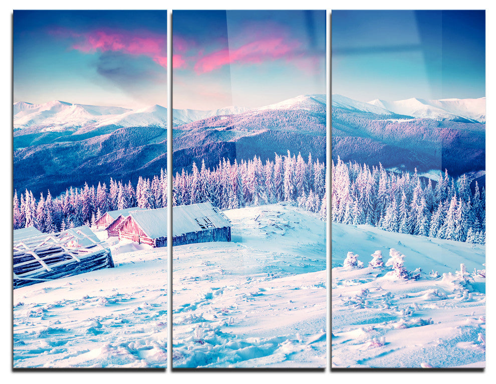 "Winter Morning in Carpathian" Photo Metal Wall Art, 3 Panels, 36"x28"