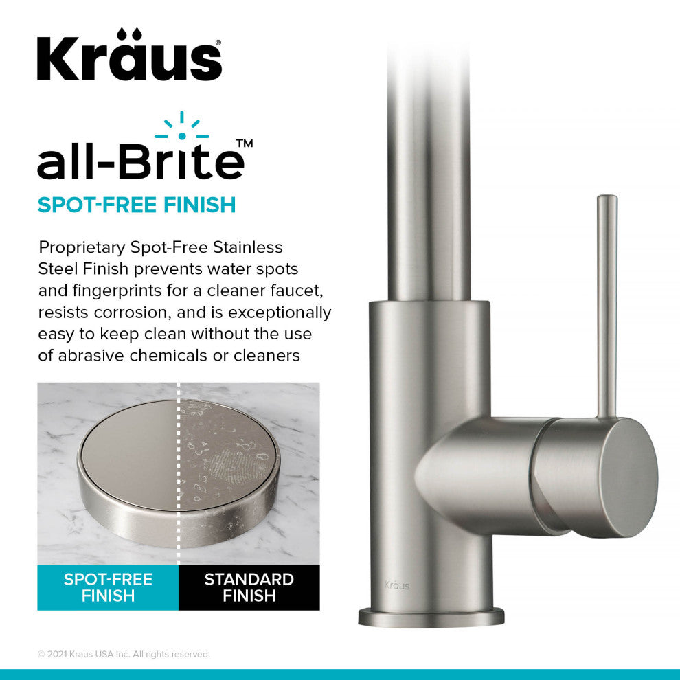 Oletto Pull-Down 1-Hole Kitchen Faucet, Spot Free Stainless Steel